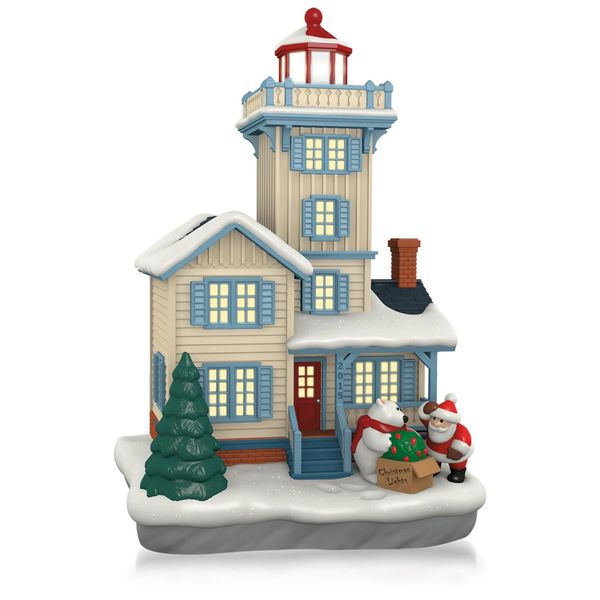 Aunt Krismas 'Holiday Lighthouse' ornament by Tracy Larsen. Year: 2015 - Holiday Lighthouse series #4. 'Mint In Box' condition.