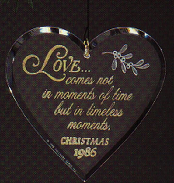 Aunt Krismas 'Timeless Love' ornament by LaDene Votruba. Year: 1986 - N/A series #0. 'No Box' condition.