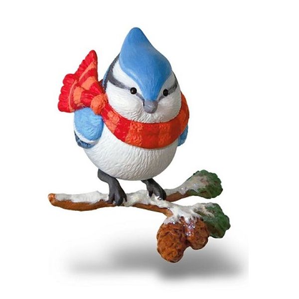 Aunt Krismas 'Blue Jay' ornament by Nina Aube. Year: 2018 - Cozy Critters series #2. 'Mint In Box' condition.