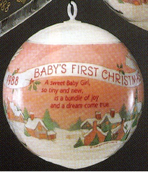Aunt Krismas 'Baby's First Christmas - Girl' ornament by Hallmark. Year: 1988 - N/A series #0. 'Mint In Box' condition.