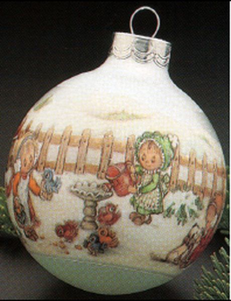 Aunt Krismas 'Filling Birdbath with Water' ornament by Hallmark. Year: 1989 - Betsey Clark : Home for Christmas series #4. 'Mint In Box' condition.