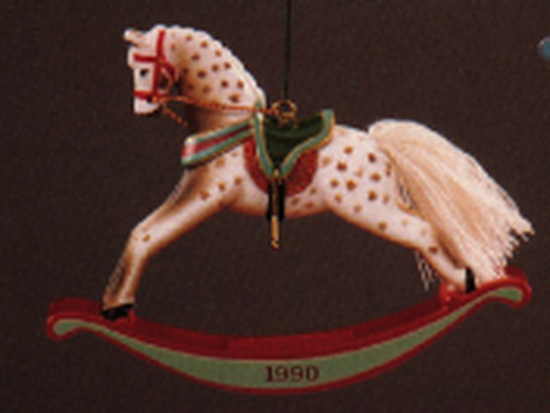 Aunt Krismas 'Brown & White Dappled' ornament by Linda Sickman. Year: 1990 - Rocking Horse series #10. 'Mint In Box' condition.