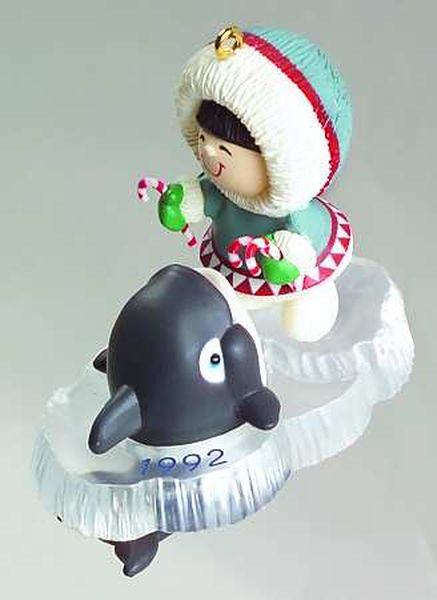 Aunt Krismas 'Whale' ornament by Julia Lee. Year: 1992 - Frosty Friends series #13. 'Mint In Box' condition.