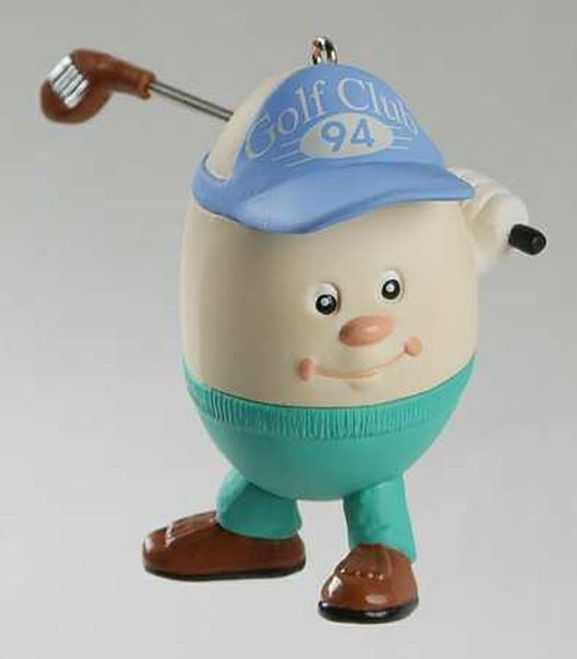 Aunt Krismas 'Golf' ornament by Bob Siedler. Year: 1994 - Eggs in Sports series #3. 'Mint In Box' condition.