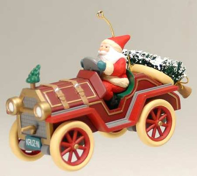 Aunt Krismas 'Santa’s Roadster' ornament by Linda Sickman. Year: 1995 - Here Comes Santa series #17. 'Mint In Box' condition.