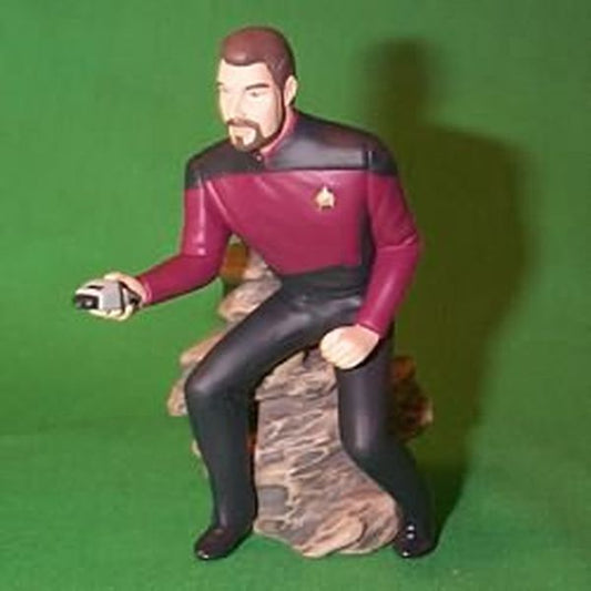 Aunt Krismas 'Commander William T. Riker' ornament by Anita Marra Rogers. Year: 1996 - Star Trek  series #0. 'Mint In Box' condition.