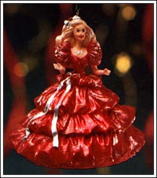 Aunt Krismas '1988 Happy Holidays Barbie' ornament by Patricia Andrews. Year: 1996 - Holiday Barbie - Collector’s Club series #1. 'Mint In Box' condition.