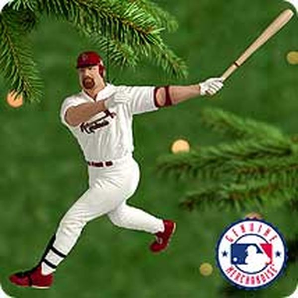 Aunt Krismas 'Mark McGwire' ornament by Dill Rhodus. Year: 2000 - At the Ballpark series #5. 'Mint In Box' condition.
