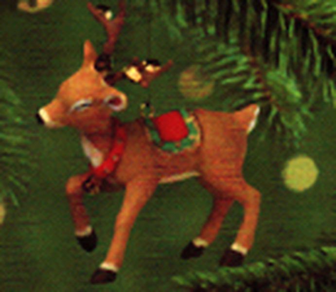 Aunt Krismas 'Ringing Reindeer' ornament by Joanne Eschrich. Year: 2000 - N/A series #0. 'Mint In Box' condition.