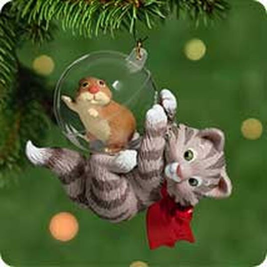 Aunt Krismas 'Hamster' ornament by Nina Aube. Year: 2001 - Mischievous Kittens series #3. 'Mint In Box' condition.