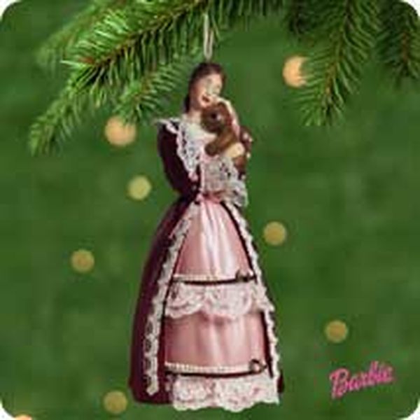 Aunt Krismas 'Victorian Barbie with Cedric Bear' ornament by Patricia Andrews. Year: 2001 - Barbie series #0. 'Mint In Box' condition.