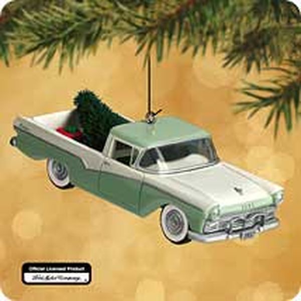 Aunt Krismas '1957 Ford Ranchero' ornament by Don Palmiter. Year: 2002 - All-American Trucks series #8. 'Mint In Box' condition.