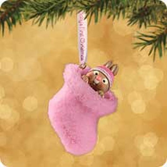Aunt Krismas 'Baby’s First - Pink Bootie' ornament by Nina Aube. Year: 2002 - N/A series #0. 'Mint In Box' condition.