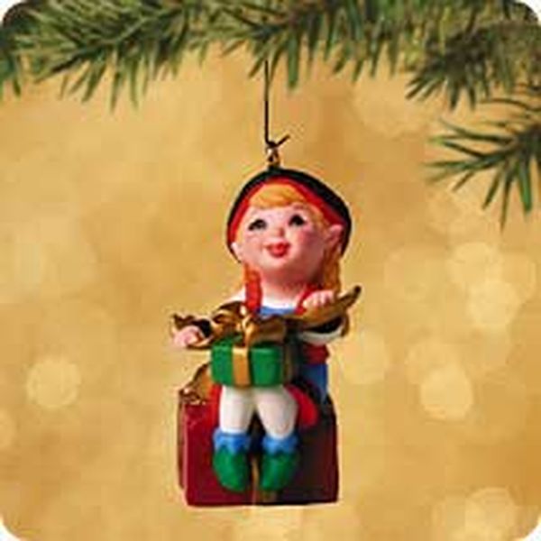 Aunt Krismas 'Curius the Elf' ornament by Tammy Haddix. Year: 2002 - Santa’s Big Night  series #0. 'Mint In Box' condition.