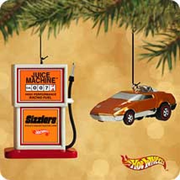 Aunt Krismas 'Hot Wheels Sizzlers' ornament by Hallmark. Year: 2002 - Hot Wheels series #0. 'Mint In Box' condition.