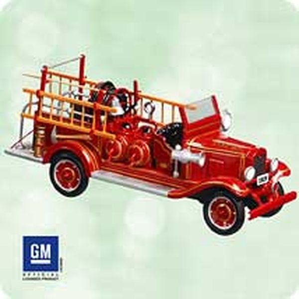 Aunt Krismas '1929 Chevrolet Fire Engine' ornament by Chris Webb. Year: 2003 - Fire Brigade series #1. 'Mint In Box' condition.