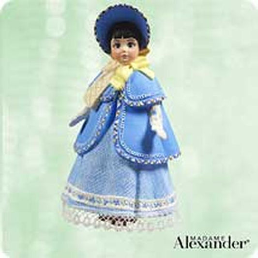 Aunt Krismas 'Elizabeth "Beth" March' ornament by Julie Forsyth. Year: 2003 - Madame Alexander Little Women series #3. 'Mint In Box' condition.