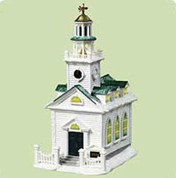 Aunt Krismas 'Colonial Church' ornament by Tracy Larsen. Year: 2004 - Candlelight Services series #7. 'Mint In Box' condition.