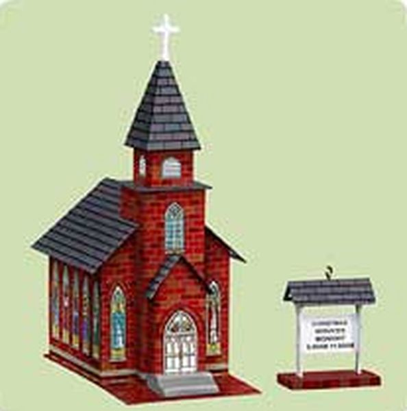 Aunt Krismas 'Hometown Church' ornament by Linda Sickman. Year: 2004 - Town and Country series #6. 'Mint In Box' condition.