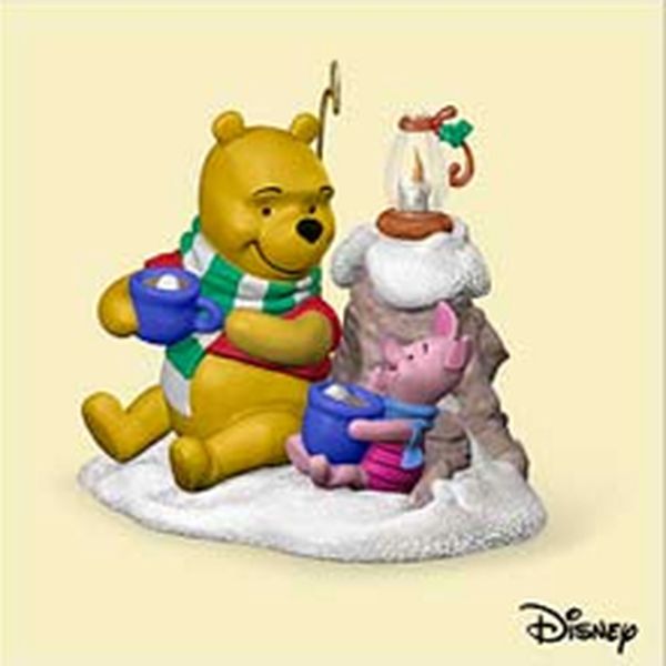 Aunt Krismas 'Cocoa for Two: Piglet and Pooh' ornament by Hallmark. Year: 2006 - Winnie the Pooh Collection series #0. 'Mint In Box' condition.