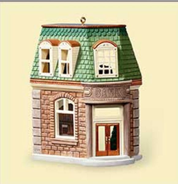 Aunt Krismas 'Corner Bank' ornament by Don Palmiter. Year: 2006 - Nostalgic Houses & Shops series #23. 'Mint In Box' condition.