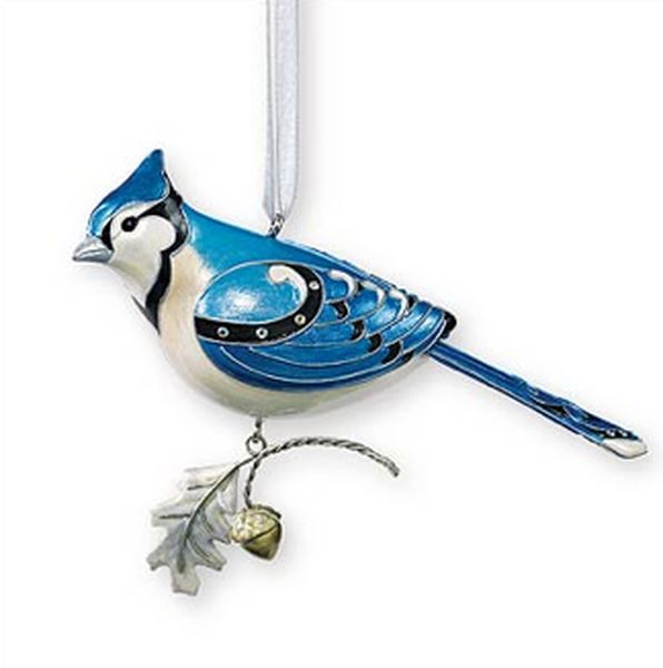 Aunt Krismas 'Blue Jay' ornament by LaDene Votruba. Year: 2007 - Beauty of Birds series #3. 'Mint In Box' condition.