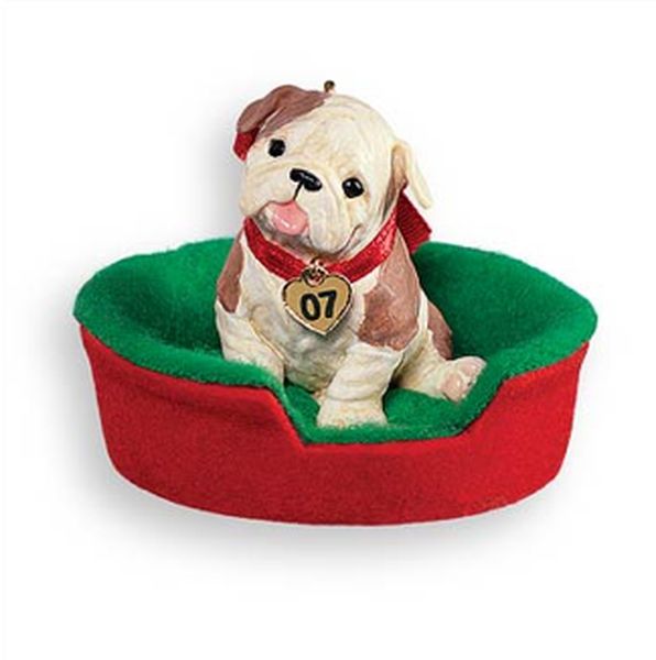 Aunt Krismas 'Bulldog' ornament by Anita Marra Rogers. Year: 2007 - Puppy Love series #17. 'Mint In Box' condition.