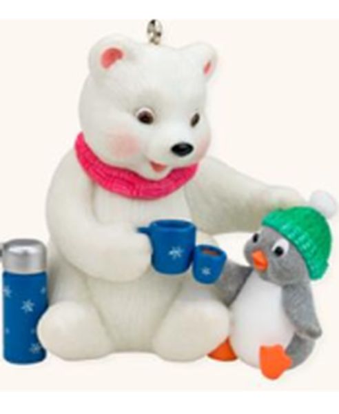 Aunt Krismas 'Cold Day, Warm Friends!' ornament by Joanne Eschrich. Year: 2008 - Snowball and Tuxedo series #8. 'Mint In Box' condition.