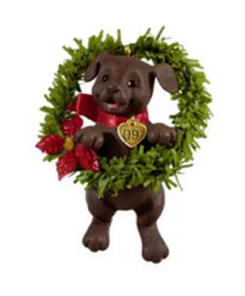 Aunt Krismas 'Chocolate Lab' ornament by Anita Marra Rogers. Year: 2009 - Puppy Love series #19. 'Mint In Box' condition.