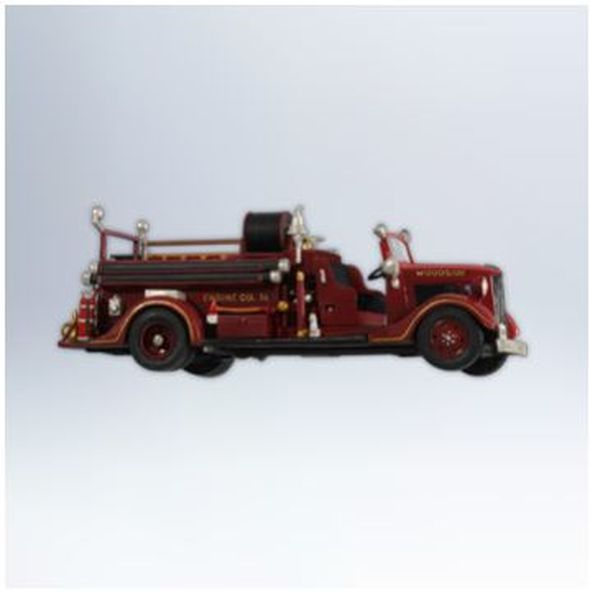 Aunt Krismas '1936 Ford Fire Engine' ornament by Robert Hurlburt. Year: 2012 - Fire Brigade series #10. 'Mint In Box' condition.