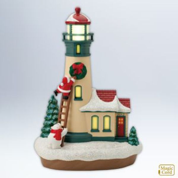 Aunt Krismas 'Holiday Lighthouse' ornament by Tracy Larsen. Year: 2012 - Holiday Lighthouse series #1. 'Mint In Box' condition.