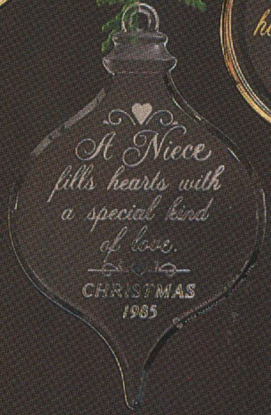 Aunt Krismas 'Niece' ornament by Hallmark. Year: 1985 - N/A series #0. 'Mint In Box' condition.