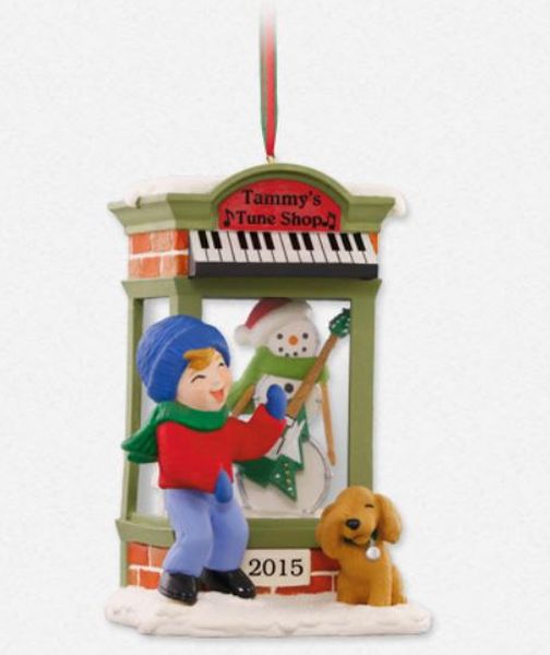 Aunt Krismas 'Tammy's Tune Shop' ornament by Tammy Haddix. Year: 2015 - Christmas Window series #13. 'Mint In Box' condition.