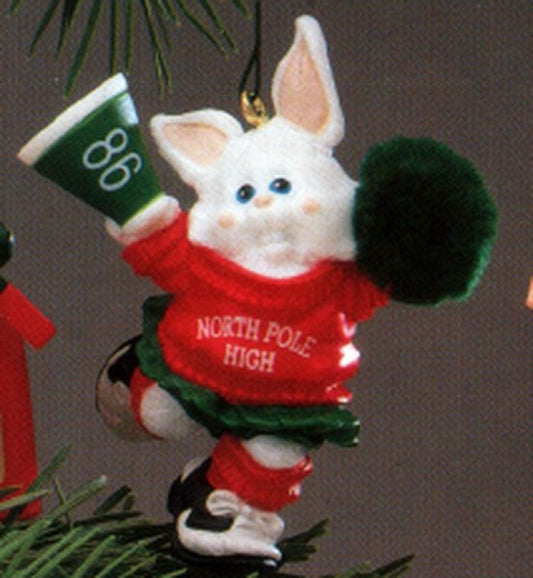 Aunt Krismas 'Rah Rah Rabbit' ornament by Ken Crow. Year: 1986 - N/A series #0. 'Mint In Box' condition.