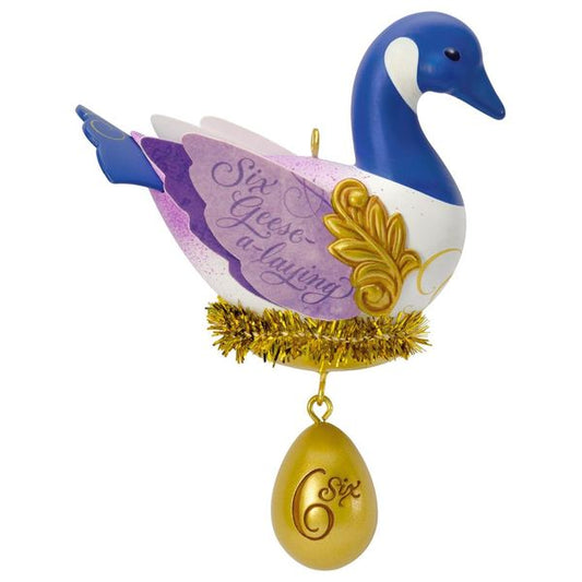 Aunt Krismas 'Six Geese-a-Laying' ornament by Edythe Kegrize. Year: 2016 - Twelve Days of Christmas series #6. 'Mint In Box' condition.