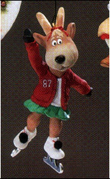 Aunt Krismas 'Dancer' ornament by Bob Siedler. Year: 1987 - Reindeer Champs series #2. 'Mint In Box' condition.