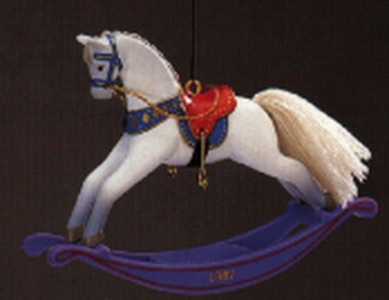 Aunt Krismas 'White' ornament by Linda Sickman. Year: 1987 - Rocking Horse series #7. 'Mint In Box' condition.