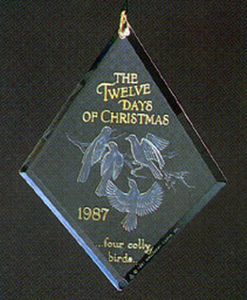 Aunt Krismas 'Four Colly Birds' ornament by Sharon Pike. Year: 1987 - Twelve Days of Christmas series #4. 'Mint In Box' condition.
