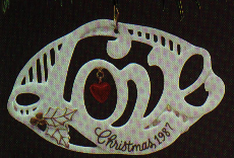 Aunt Krismas 'Word of Love' ornament by Hallmark. Year: 1987 - N/A series #0. 'Slightly Damaged Box' condition.