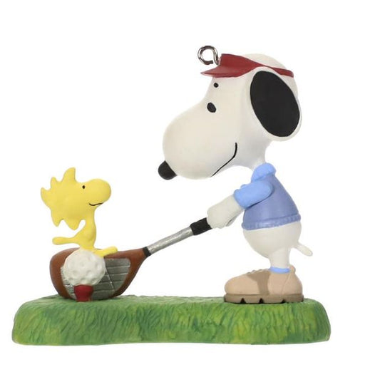 Aunt Krismas 'Golfer Snoopy' ornament by Jim Kemme. Year: 2019 - Spotlight on Snoopy series #22. 'Mint In Box' condition.