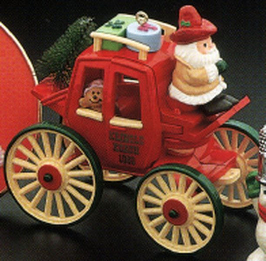 Aunt Krismas 'Kringle Koach' ornament by Ken Crow. Year: 1988 - Here Comes Santa series #10. 'Mint In Box' condition.