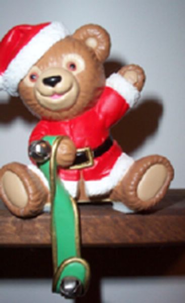 Aunt Krismas 'Jingle Bear Stocking Hanger' ornament by Hallmark. Year: 1988 - N/A series #0. 'Mint In Box' condition.