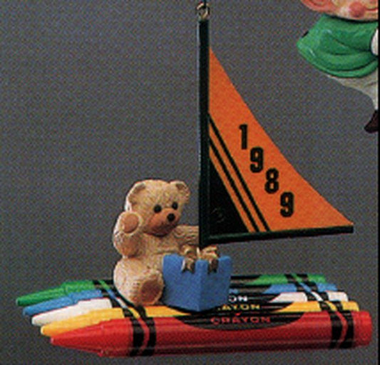 Aunt Krismas 'Bright Journey' ornament by Linda Sickman. Year: 1989 - Crayola Crayon series #1. 'Mint In Box' condition.