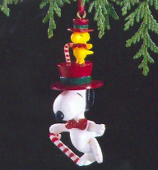 Aunt Krismas 'Snoopy and Woodstock (Top Hat)' ornament by Dill Rhodus. Year: 1989 - Snoopy and Woodstock  series #0. 'Mint In Box' condition.