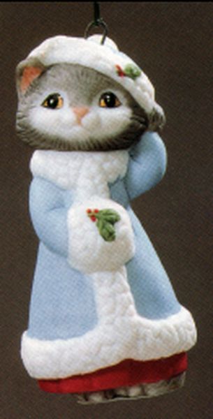 Aunt Krismas 'Kitten in Coat and Hat' ornament by Anita Marra Rogers. Year: 1990 - Christmas Kitty series #2. 'No Box' condition.