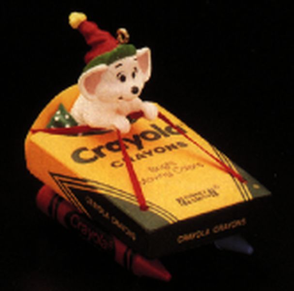 Aunt Krismas 'Bright Moving w/ Colors' ornament by Ken Crow. Year: 1990 - Crayola Crayon series #2. 'Mint In Box' condition.