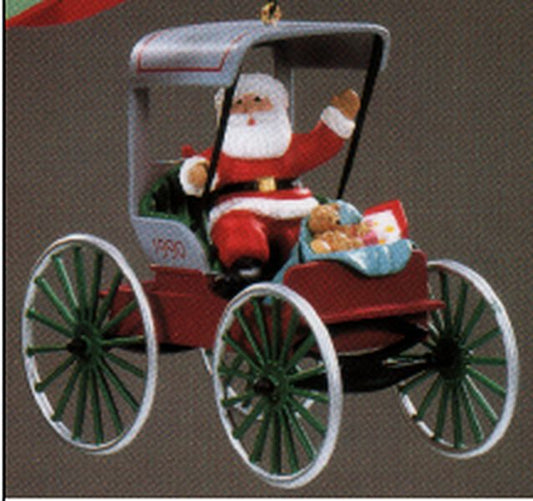 Aunt Krismas 'Festive Surrey' ornament by Linda Sickman. Year: 1990 - Here Comes Santa series #12. 'Mint In Box' condition.