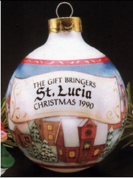 Aunt Krismas 'Saint Lucia' ornament by LaDene Votruba. Year: 1990 - The Gift Bringers series #2. 'Mint In Box' condition.