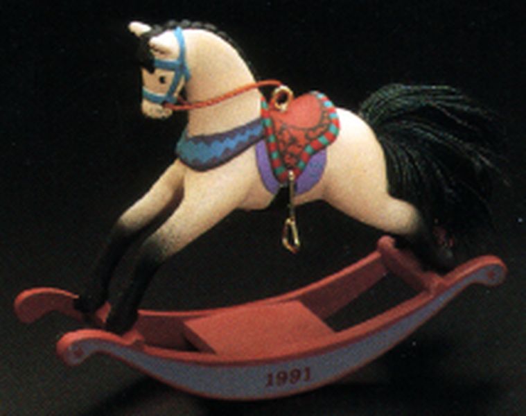 Aunt Krismas 'Buckskin' ornament by Linda Sickman. Year: 1991 - Rocking Horse series #11. 'Mint In Box' condition.