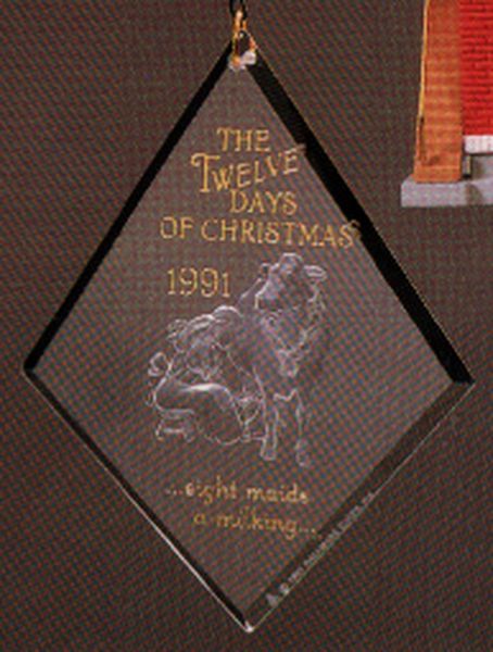 Aunt Krismas 'Eight Maids A Milking' ornament by Michele Pyda-Sevcik. Year: 1991 - Twelve Days of Christmas series #8. 'Mint In Box' condition.